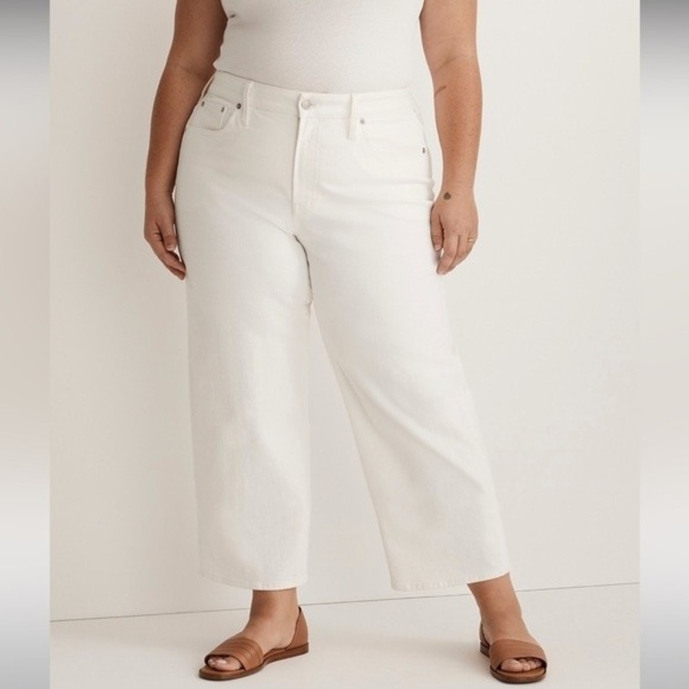 Madewell NWT “The Plus Perfect Vintage” Wide-Leg Crop Jean Size 20W Tile White